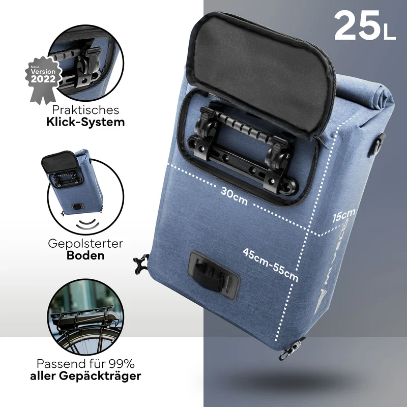 Fahrradtasche mit Rucksackfunktion 25L „MAGNUM“