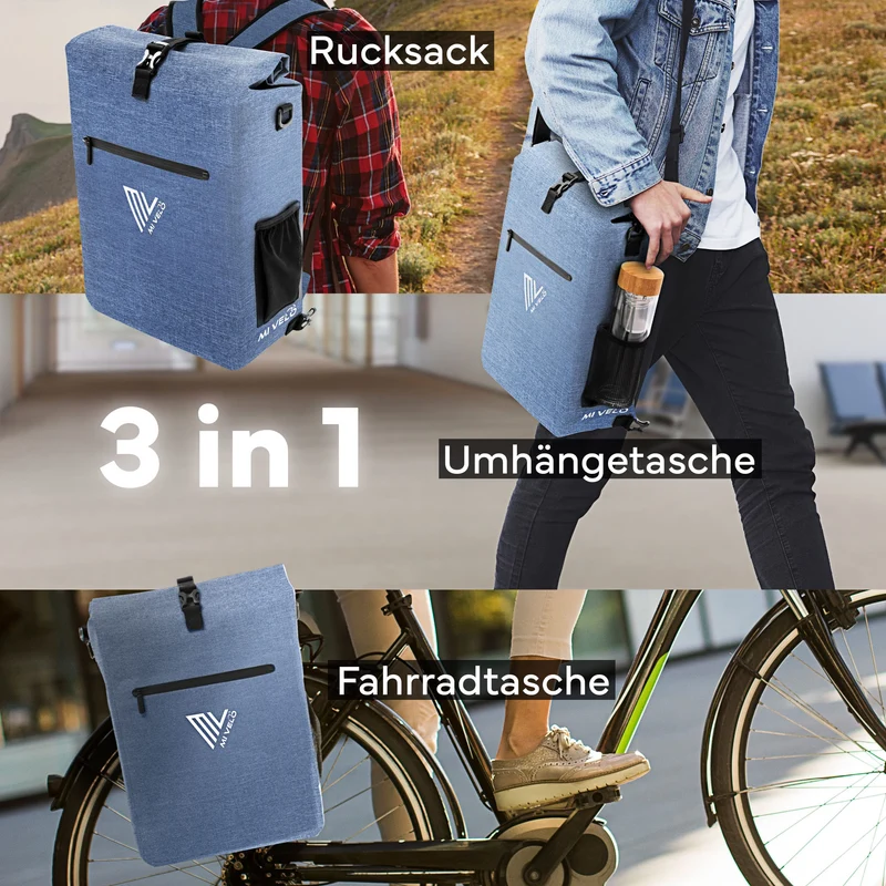 Fahrradtasche mit Rucksackfunktion 25L „MAGNUM“