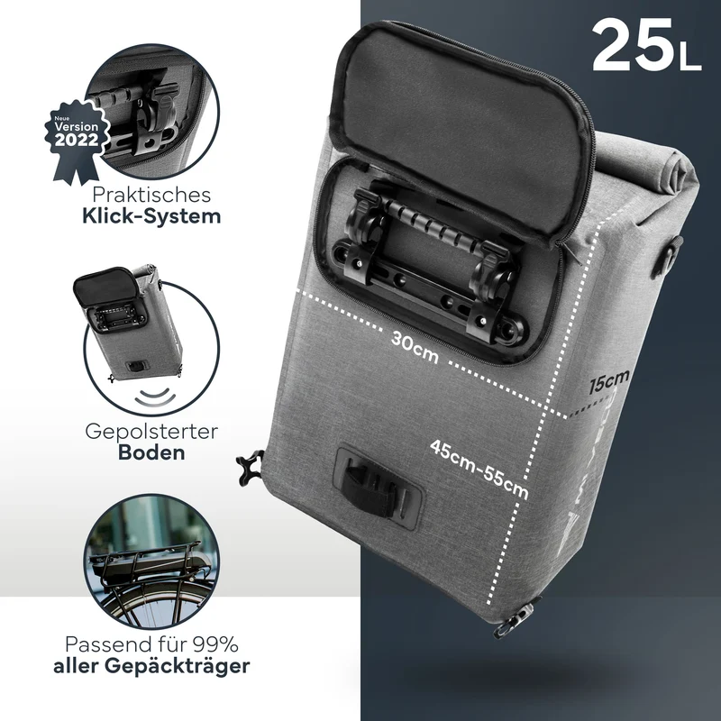 Fahrradtasche mit Rucksackfunktion 25L „MAGNUM“