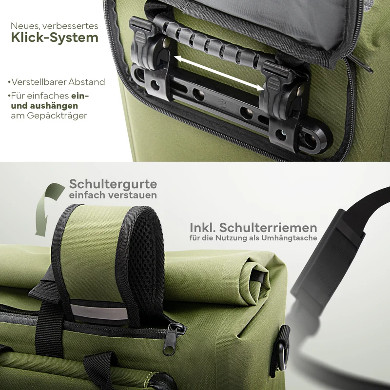Fahrradtasche mit Rucksackfunktion 25L „MAGNUM“