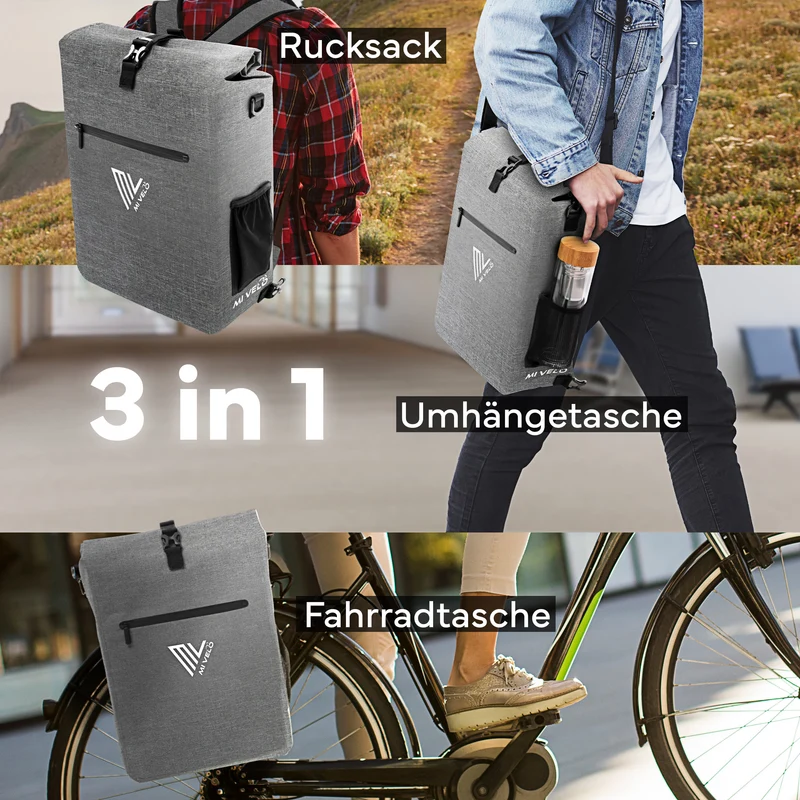 Fahrradtasche mit Rucksackfunktion 25L „MAGNUM“