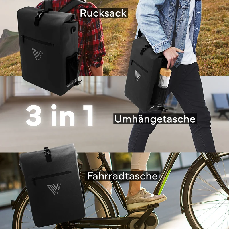 Fahrradtasche mit Rucksackfunktion 25L „MAGNUM“