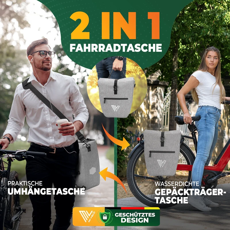 2in1 Fahrradtasche für Gepäckträger „CAPAX“ 25L
