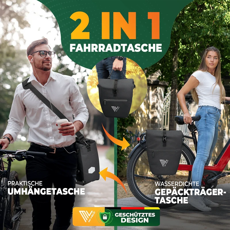 2in1 Fahrradtasche für Gepäckträger „CAPAX“ 25L
