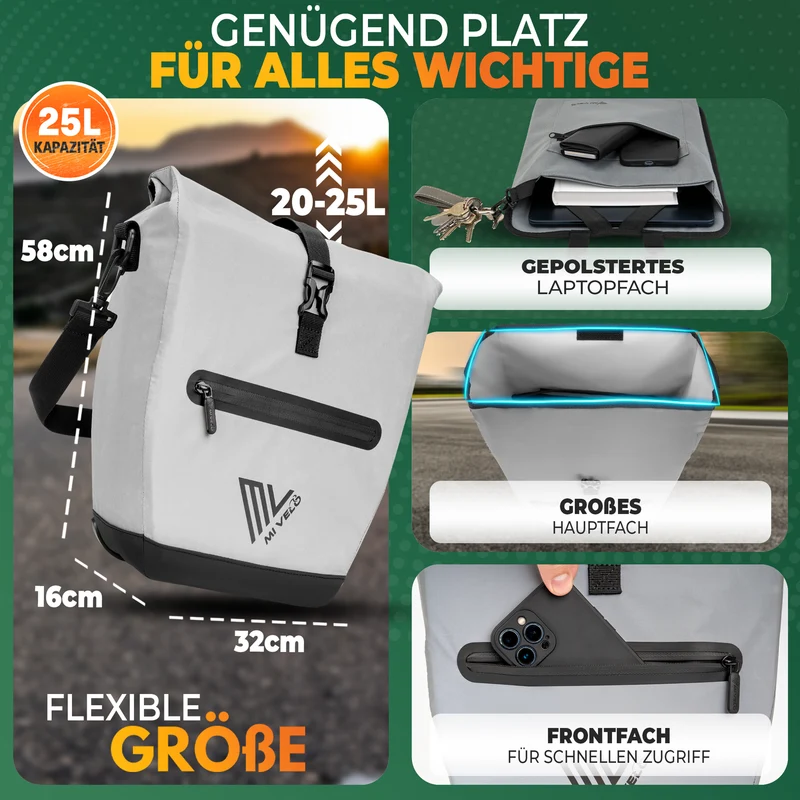2in1 Fahrradtasche für Gepäckträger „CAPAX“ 25L