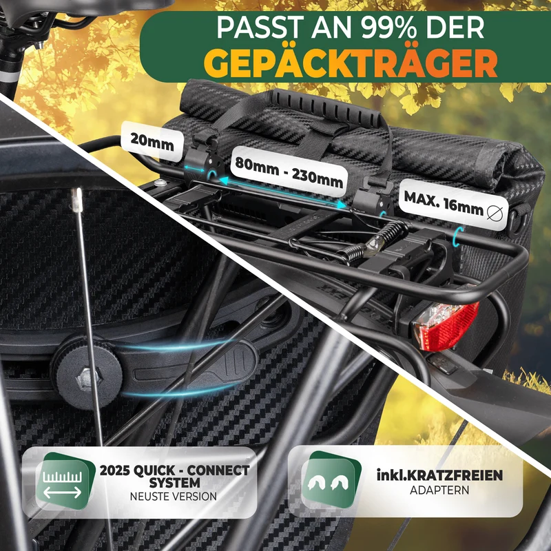 2in1 Fahrradtasche für Gepäckträger „CAPAX“ 25L