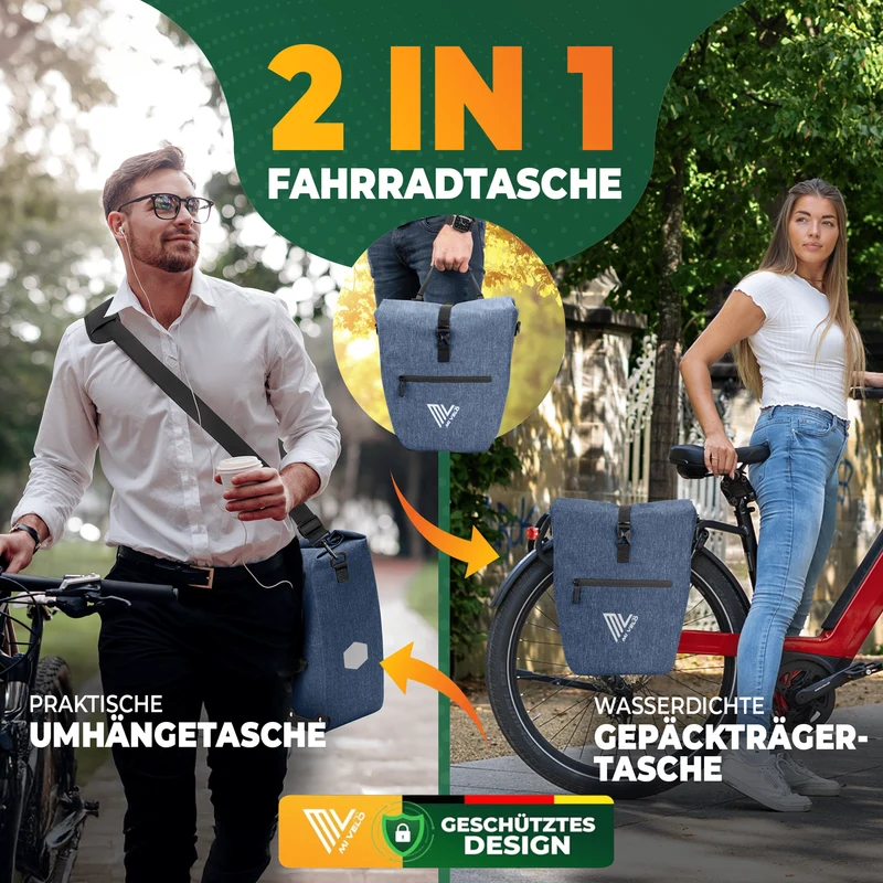 2in1 Fahrradtasche für Gepäckträger „CAPAX“ 25L