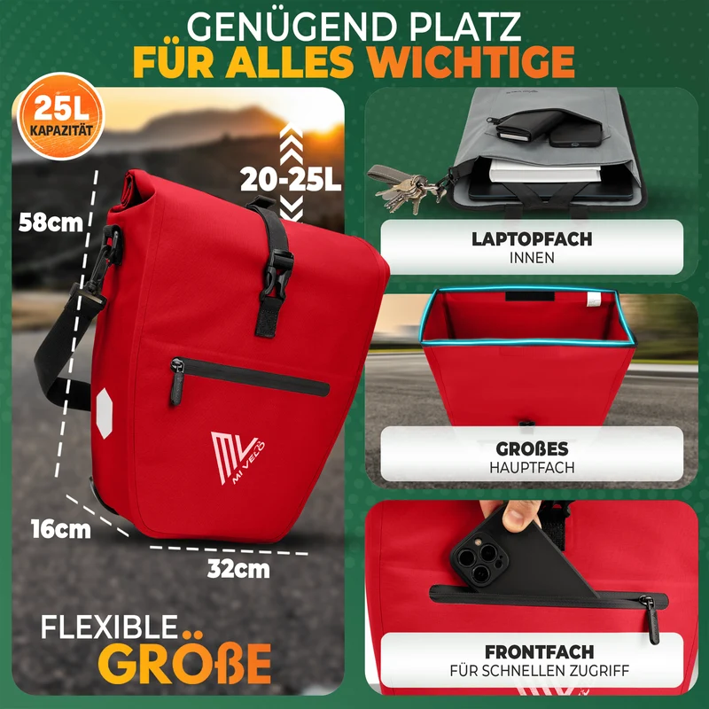 2in1 Fahrradtasche für Gepäckträger „CAPAX“ 25L