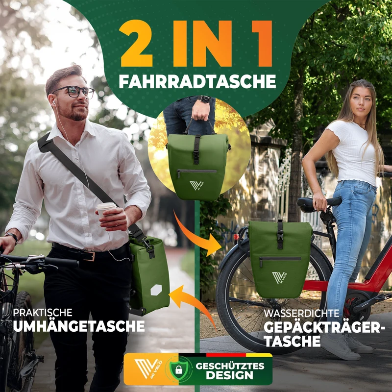 2in1 Fahrradtasche für Gepäckträger „CAPAX“ 25L
