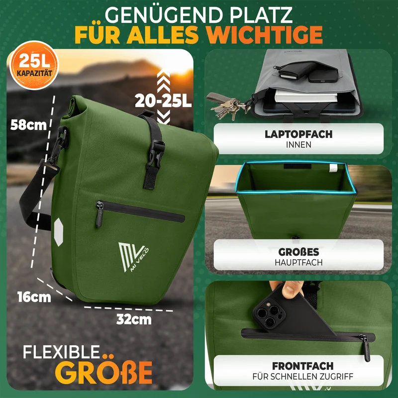 2in1 Fahrradtasche für Gepäckträger „CAPAX“ 25L