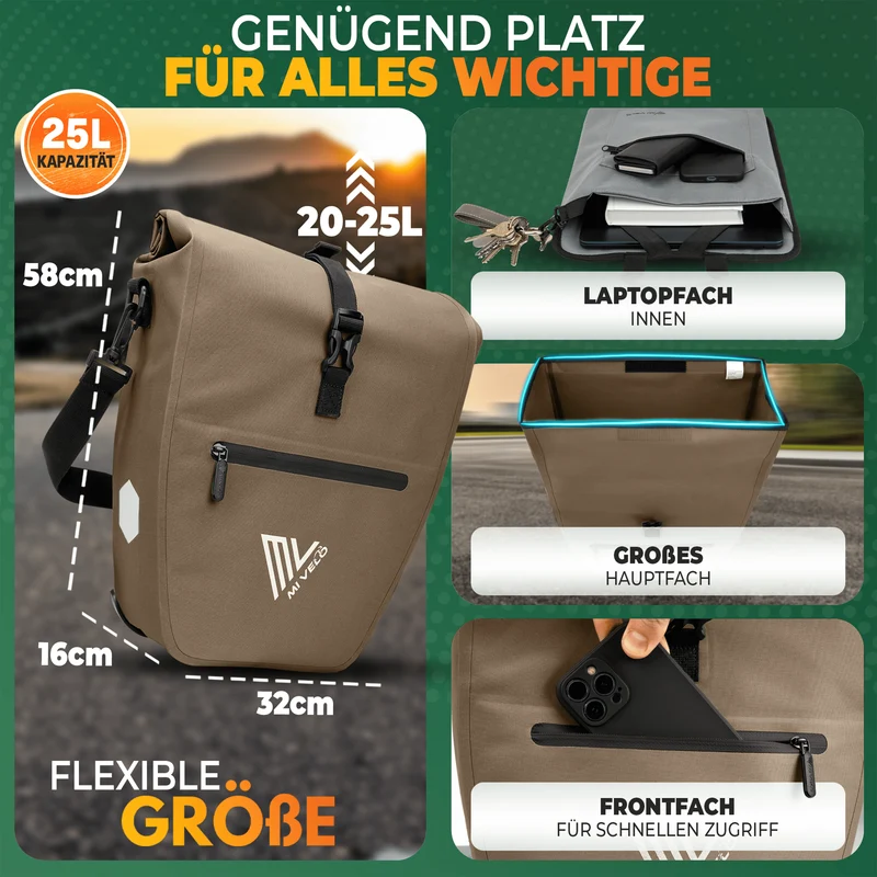 2in1 Fahrradtasche für Gepäckträger „CAPAX“ 25L