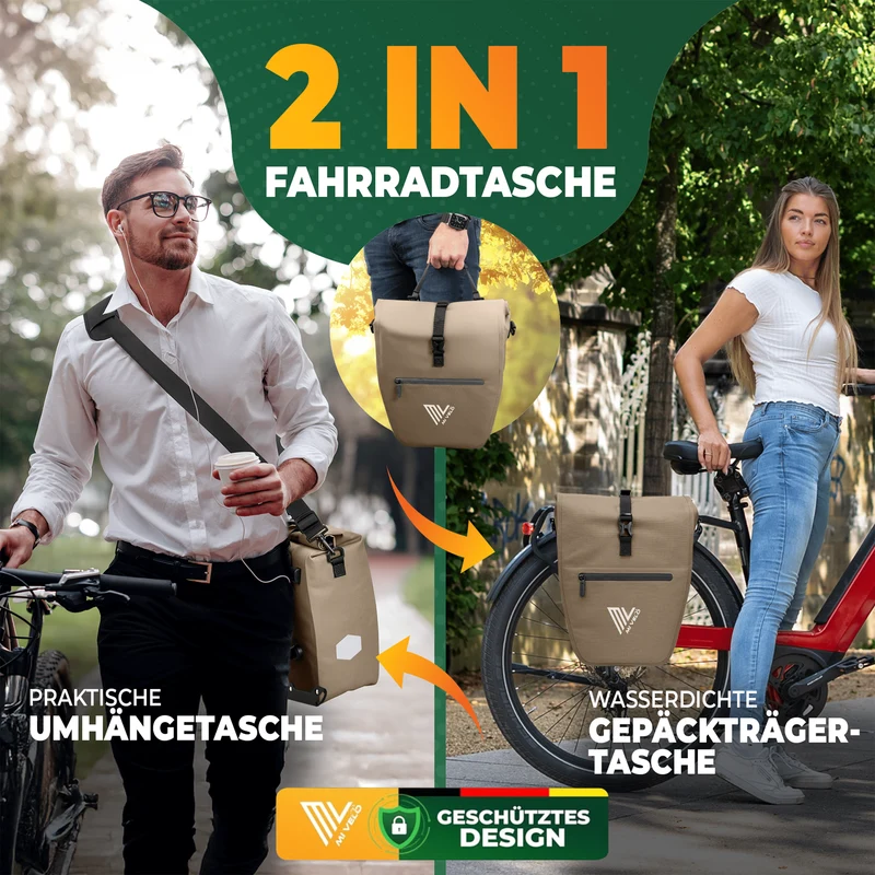 2in1 Fahrradtasche für Gepäckträger „CAPAX“ 25L