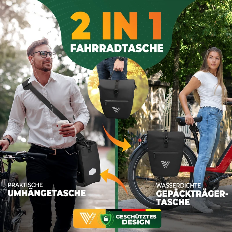 2in1 Fahrradtasche für Gepäckträger „CAPAX“ 25L