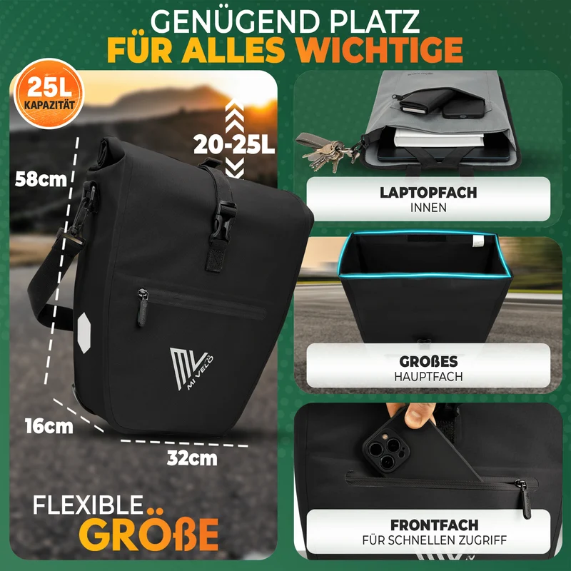2in1 Fahrradtasche für Gepäckträger „CAPAX“ 25L