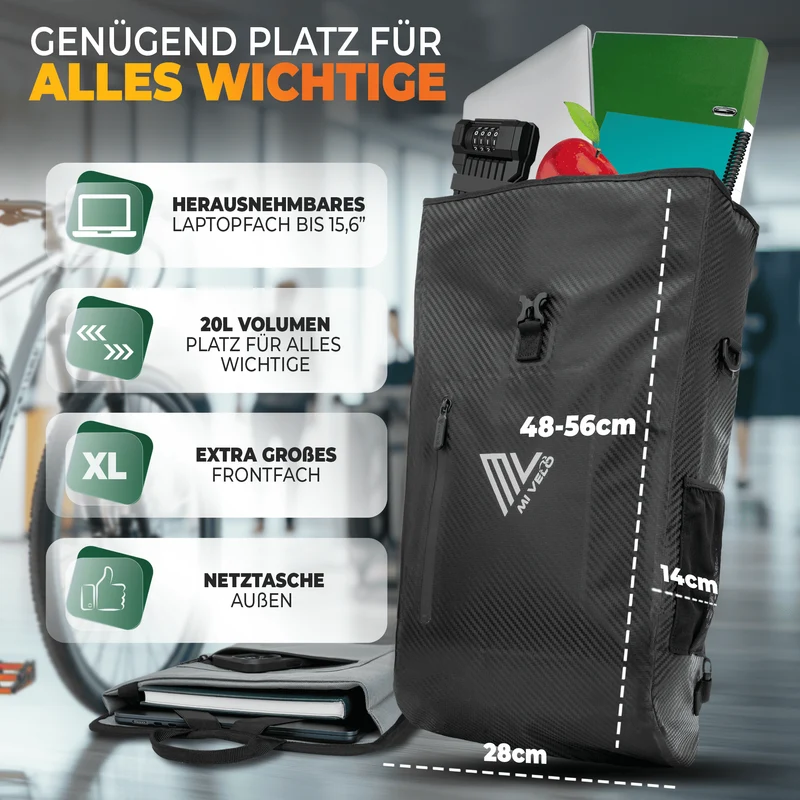 3in1 Fahrradtasche & Rucksack 20L „PRIMUS“
