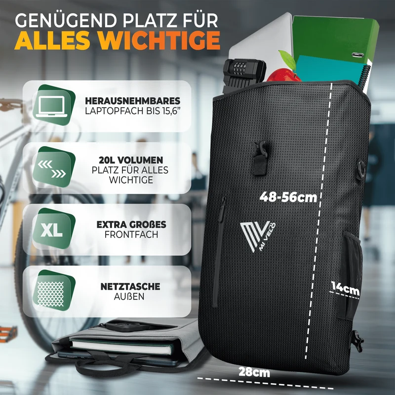 3in1 Fahrradtasche & Rucksack 20L „PRIMUS“