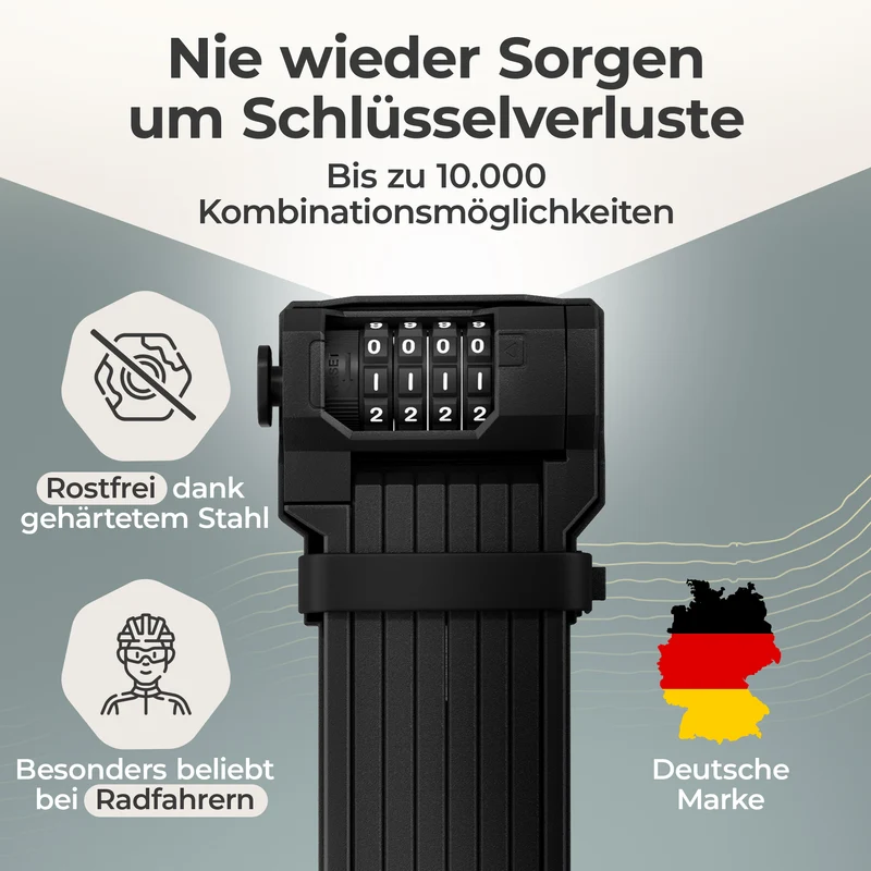 Faltschloss Fahrrad 120cm - Zahlencode