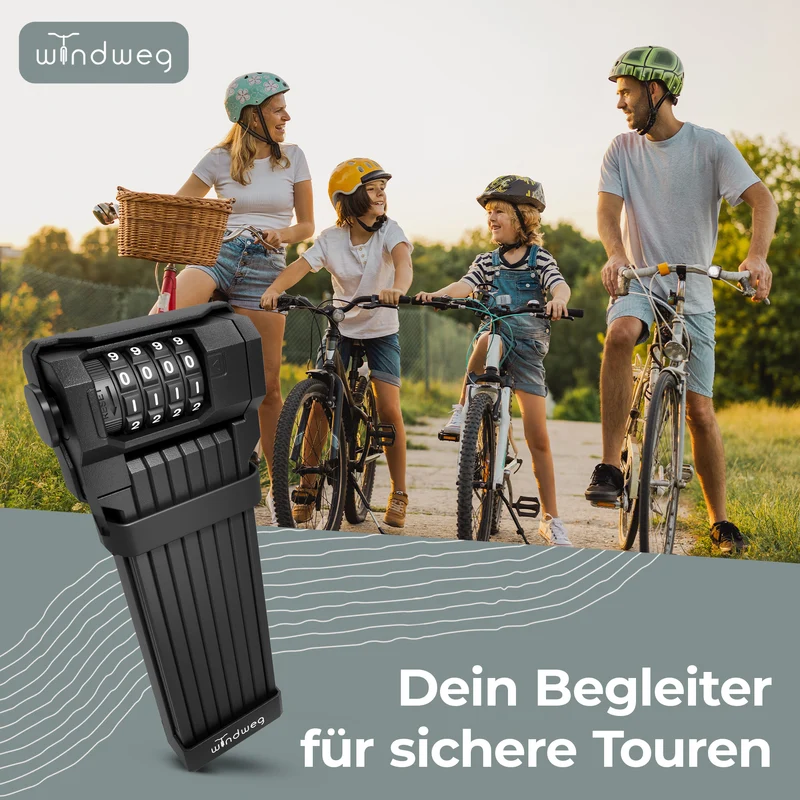 Faltschloss Fahrrad 120cm - Zahlencode