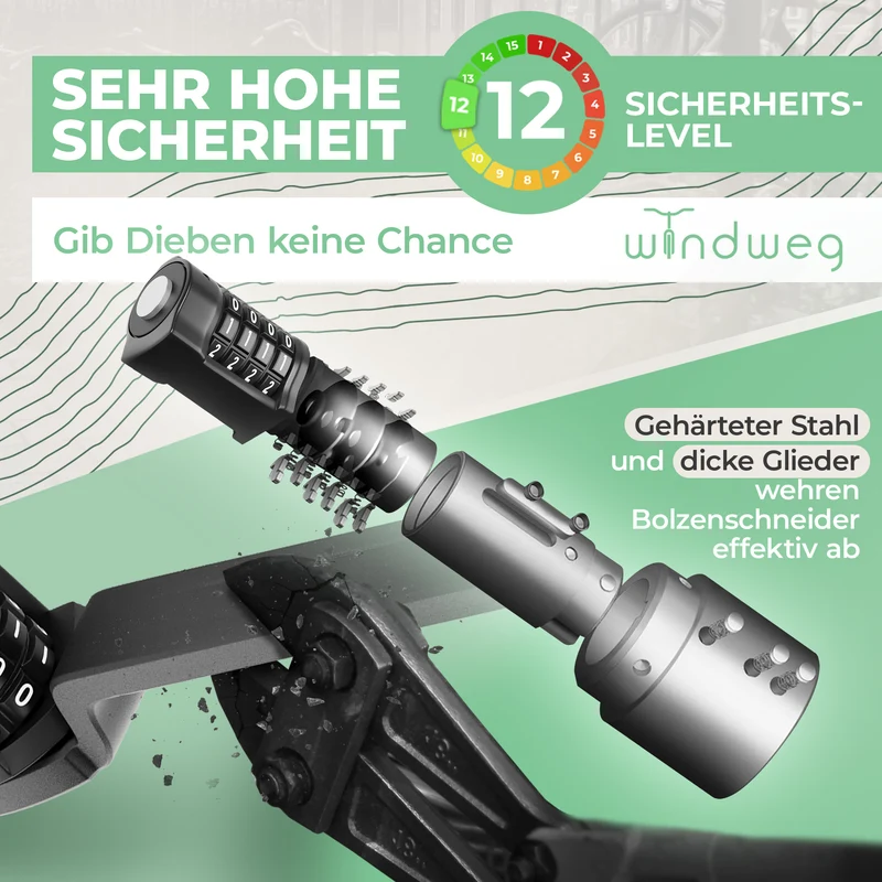 Faltschloss Fahrrad 90 cm – Zahlencode