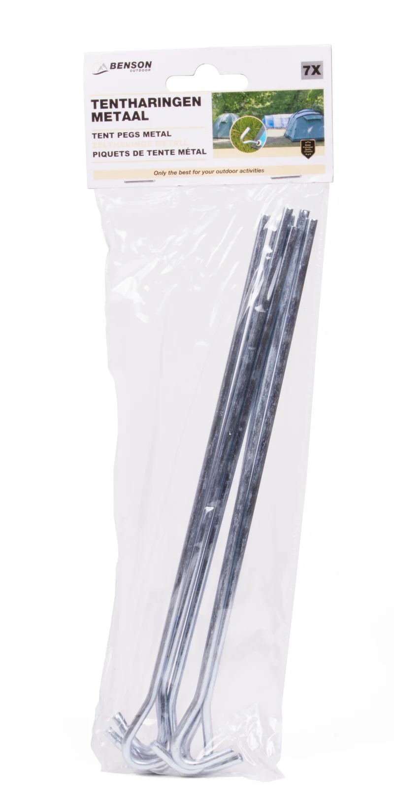 Zeltheringe mit offenem Auge 7-tlg. – Maße Zelthering Ø 5 mm x 23 cm, Material Metall