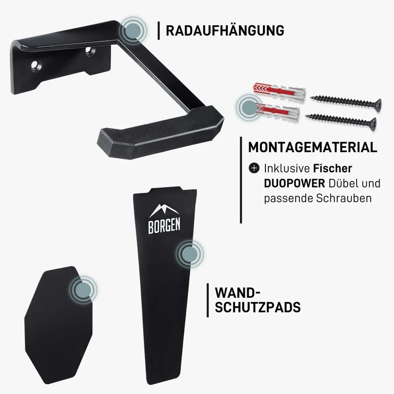 Fahrrad Wandhalterung vertikal – Schwarz