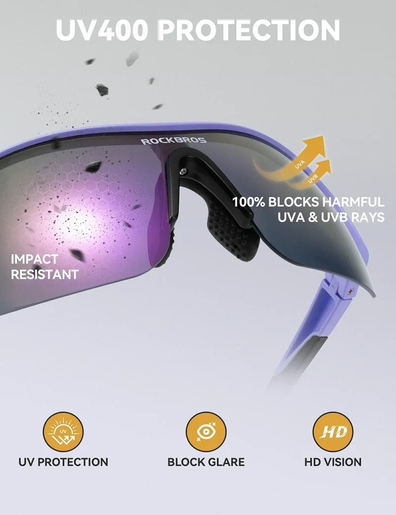 Sport-Radfahrsonnenbrille mit 3 austauschbaren UV400-Gläsern