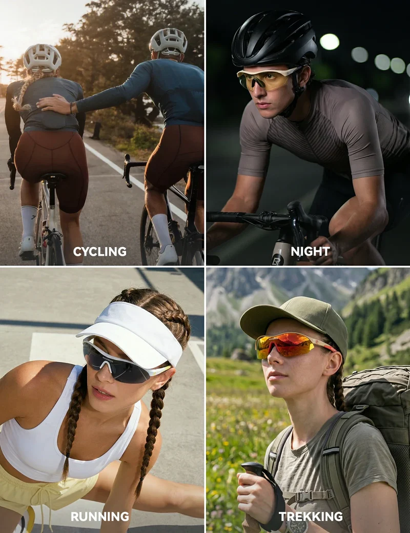 Sport-Radfahrsonnenbrille mit 3 austauschbaren UV400-Gläsern