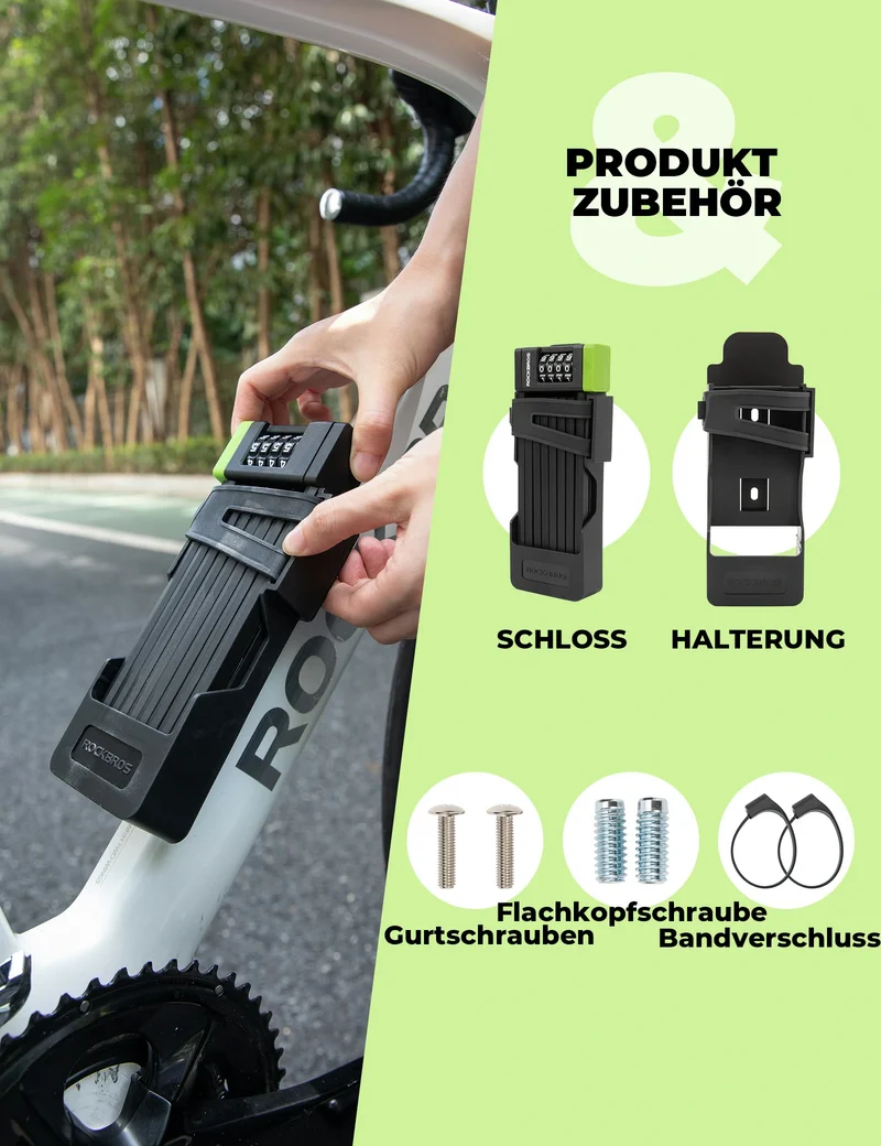 Faltschloss Fahrrad Diebstahlsicher, 8mm Extradicker Stahl, 120cm