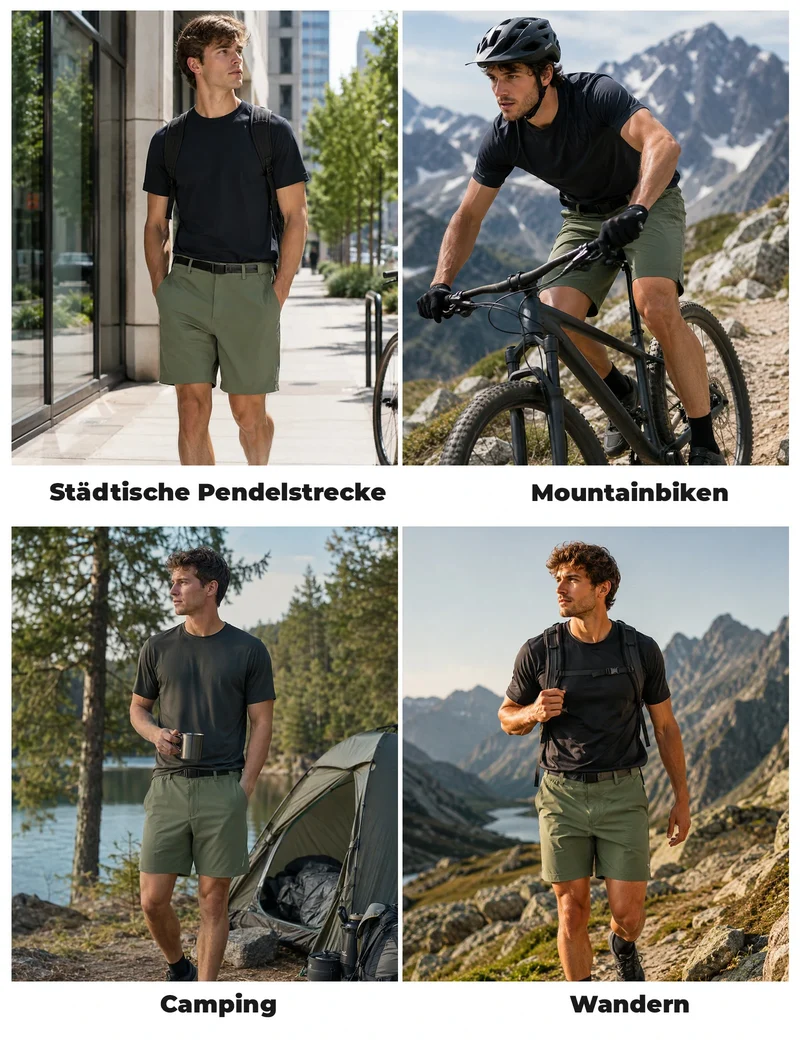 Herren Sommer Shorts Army Grün