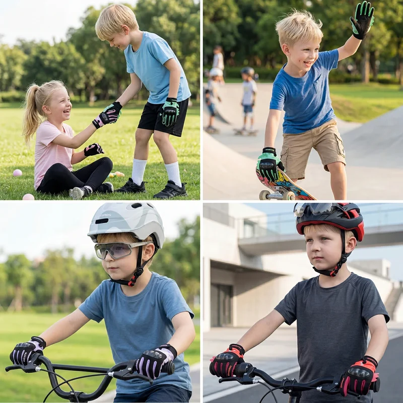 Kinder Fahrradhandschuhe Ganzfinger mit Hard Shell Schutz