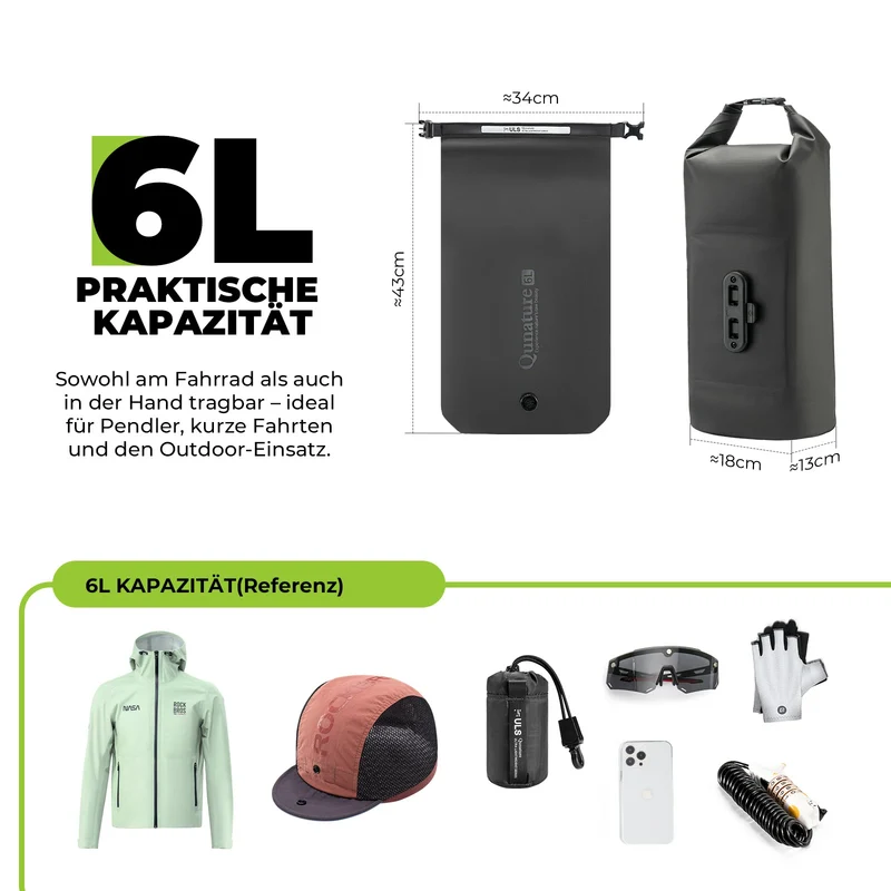 Qunature Bikepacking Fahrradtasche 6L Schnellwechsel Wasserdichte Gabeltasche