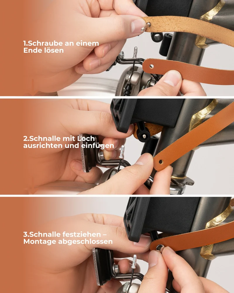 Leder Schnellverschluss Griff für Brompton Leder Schnallenschloss Klappfahrrad Zubehör