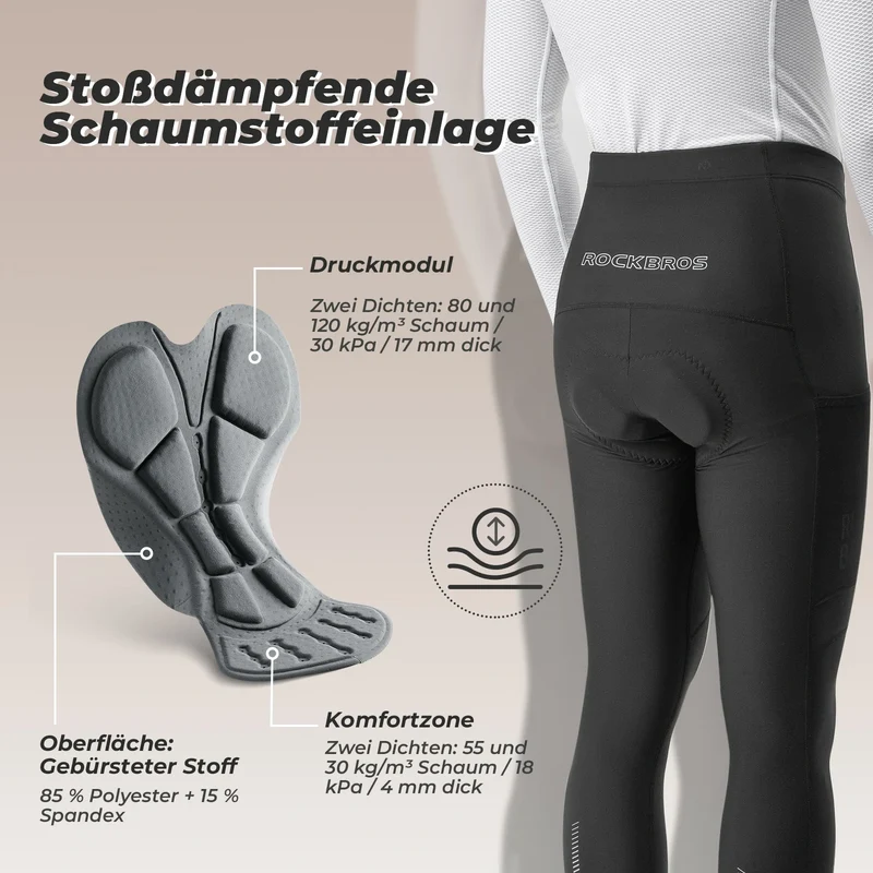 Lang Fahrradhose für Herren Thermo Radlerhose 3D gepolstert