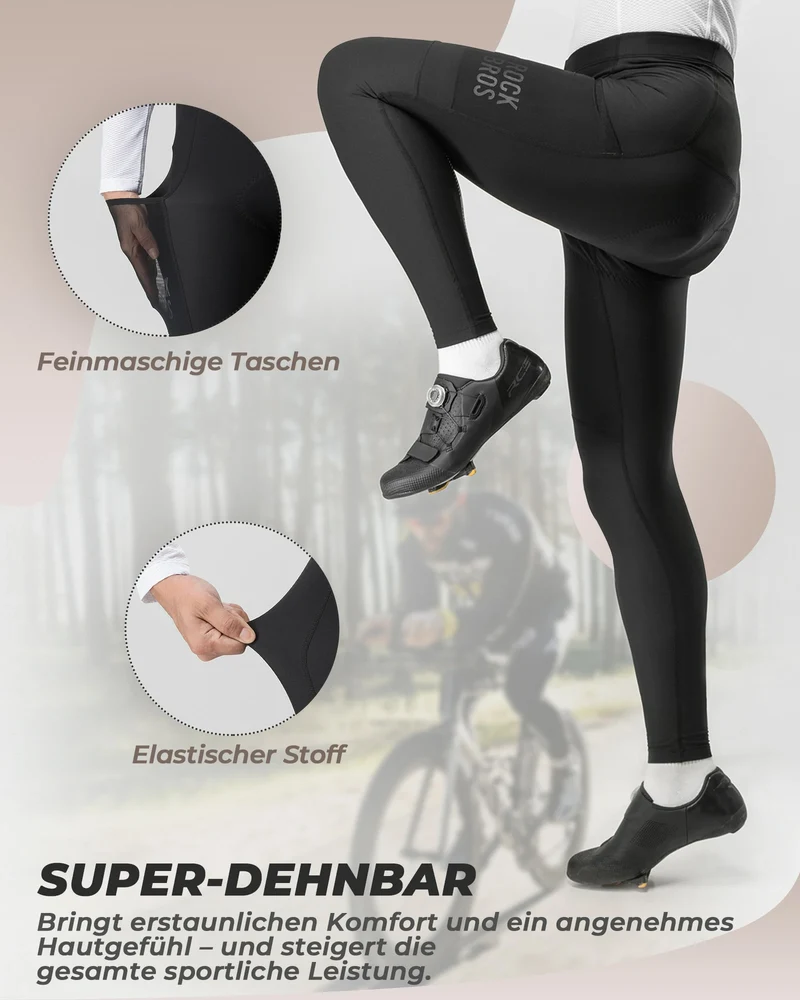 Lang Fahrradhose für Herren Thermo Radlerhose 3D gepolstert