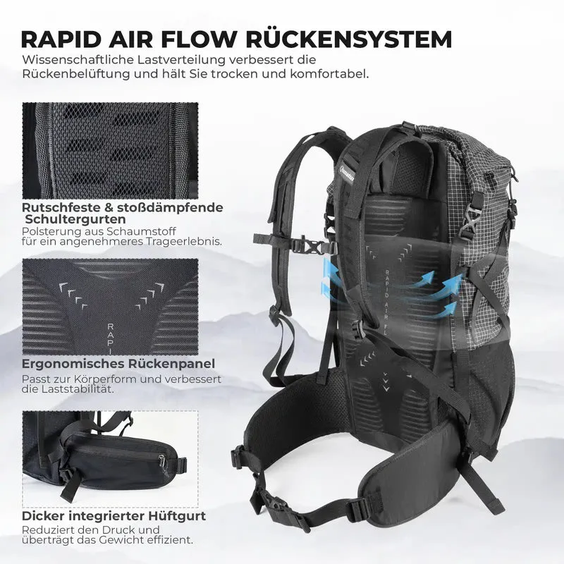 Qunature Trekkingrucksack 35L Wasserdicht Outdoor Rucksack