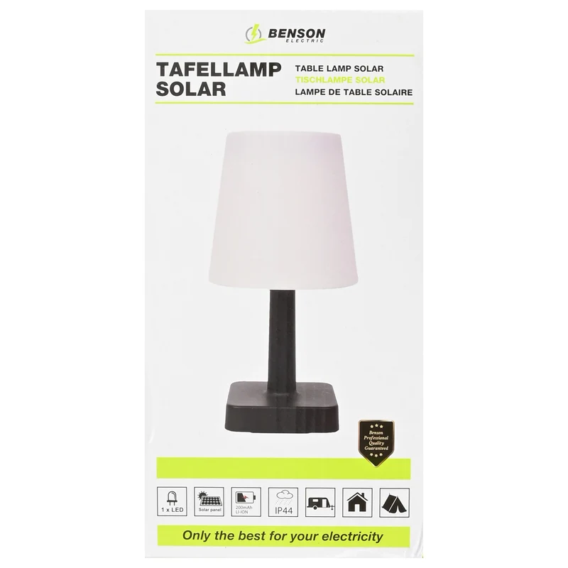 Solar-Tischleuchte – Batterie 1,2V AA NiMH 200 mAh, LED 1 LED, Höhe 23 cm, IP-Schutzart IP44