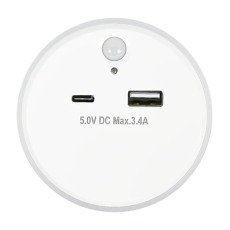 Nachtlicht USB-A und USB-C mit Tag/Nacht + PIR-Sensor – Eingang 230V - 50 Hz, 230V