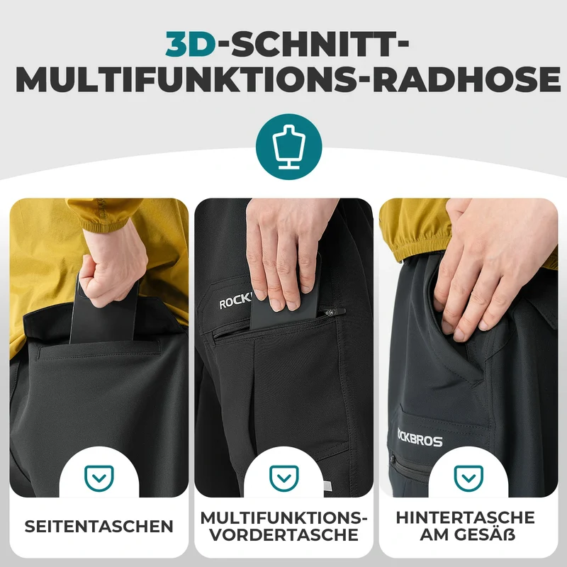 Radlerhose Herren Gepolsterte Fahrradhose mit Sitzpolster 4D