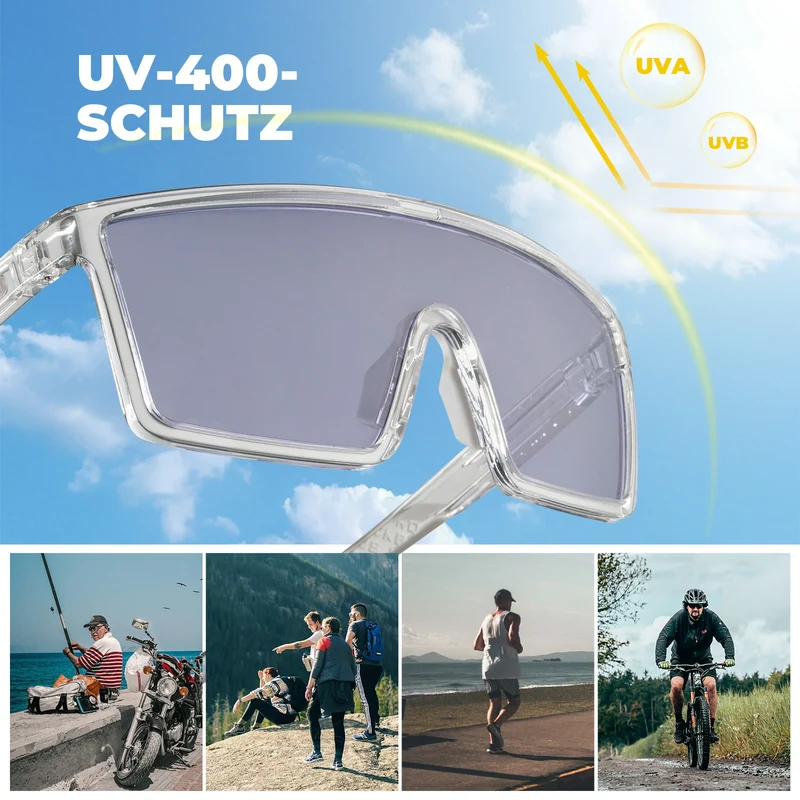 Photochromatisch Fahrradbrille, UV400 mit TR90 Rahmen
