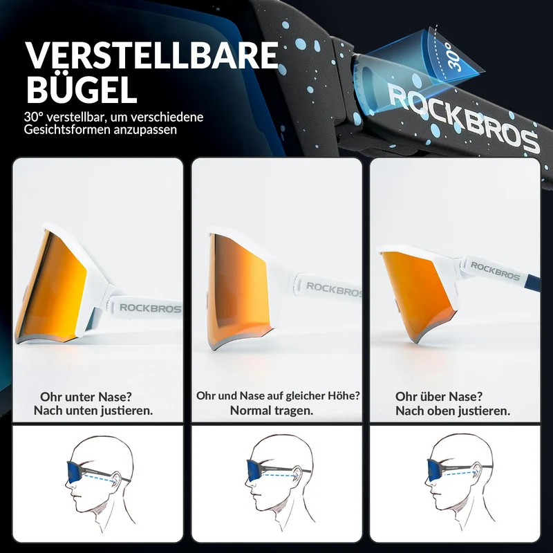 Polarisierte Fahrradbrille mit Verstellbaren Bügeln