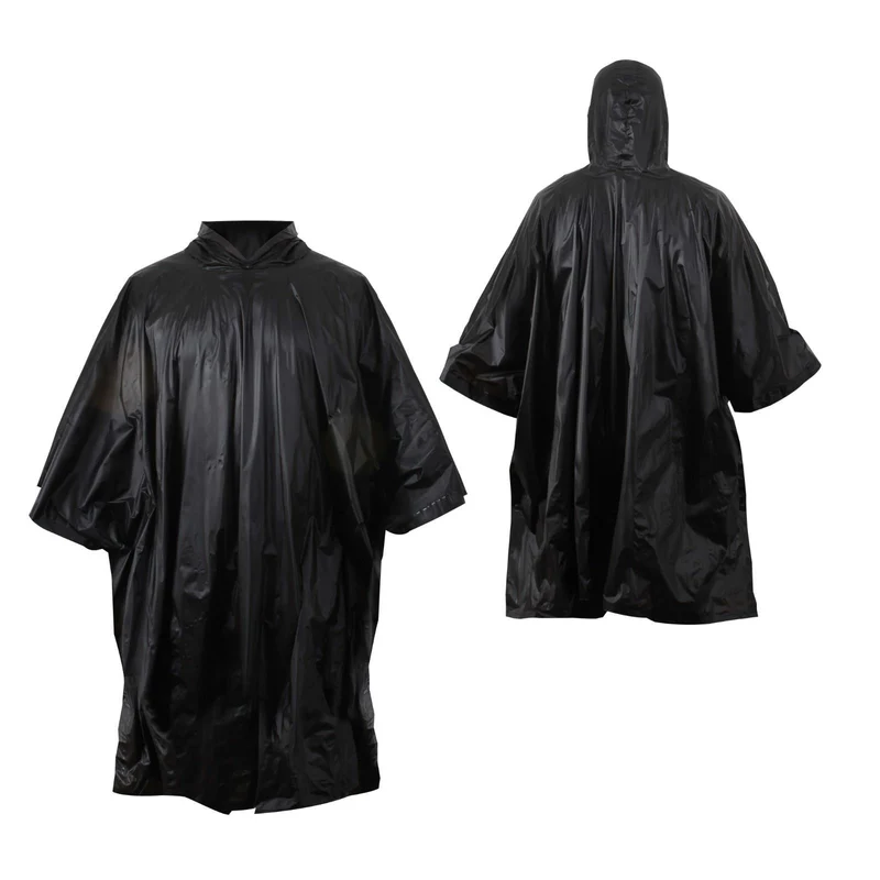 Nachhaltiger Poncho schwarz – Material PVC, leicht
