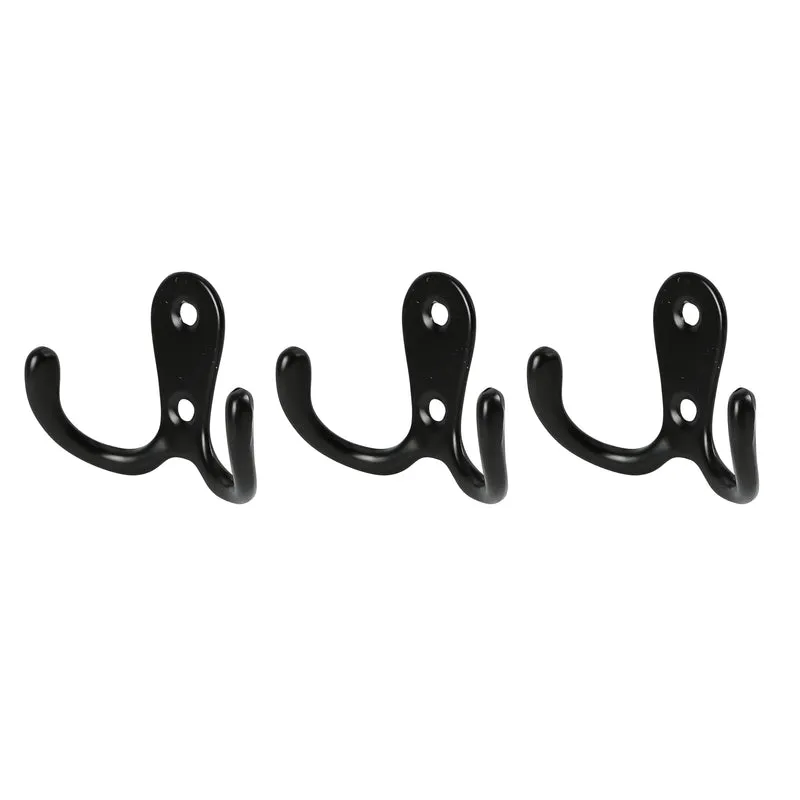 Garderobenhaken doppelt Metall schwarz 3-tlg. – Maße 5,3 x 4 x 2,7 cm, Farbe schwarz