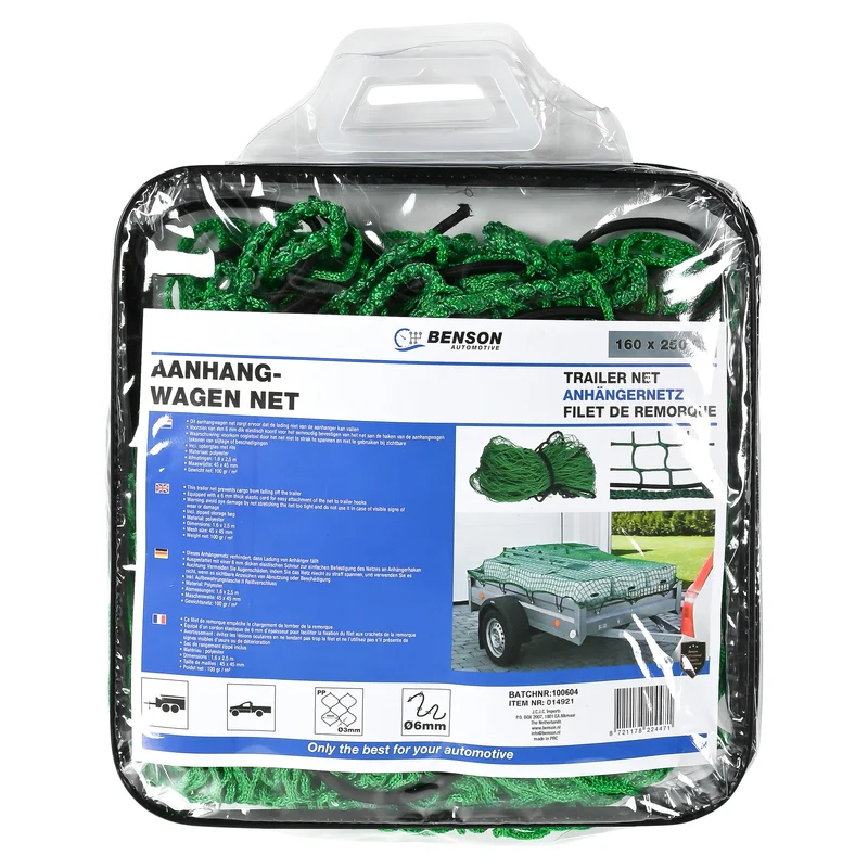 Anhängernetz 1,6 x 2,5 m in Tasche – Material Polyester, Abmessungen 1,6 x 2,5 m