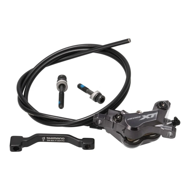 Shimano Deore XT BL-T8100/BR-M8120 Scheibenbremse Trekking vorne links | 4-Kolben | 1000 mm Leitung | inkl. Beläge & 180 mm Adapter