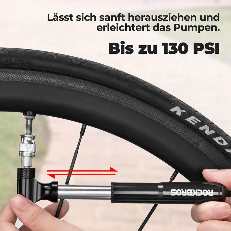 Fahrradpumpe 130PSI Tragbar mit Halterung Presta & Schrader Ventile