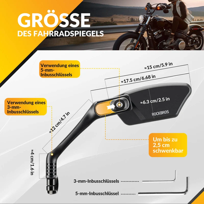 Fahrradspiegel Rückspiegel 360 ° Verstellbarer für Lenker 21-26mm