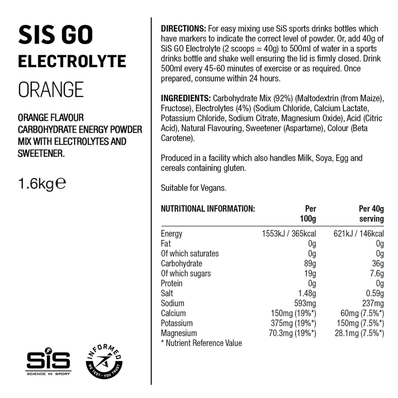 SIS GO Elektrolyt Pulverdose 1.6kg Orange