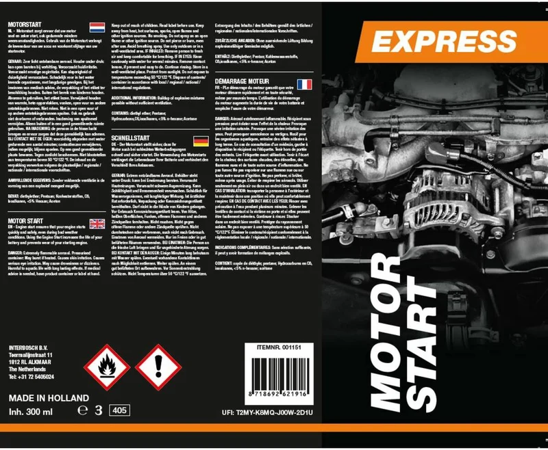 Express Motorstart 300 ml - Für schnelle Kaltstarts von Kraftfahrzeugen
