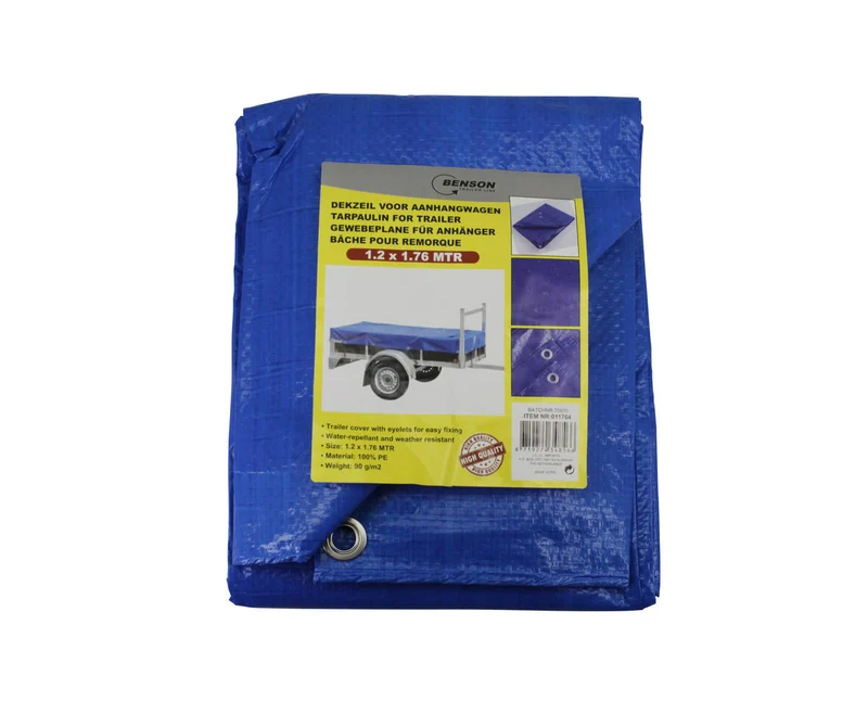 Anhängerplane 1,2x1,76m, 6 Ösen, 100% PE, 90g/m², wasserabweisend
