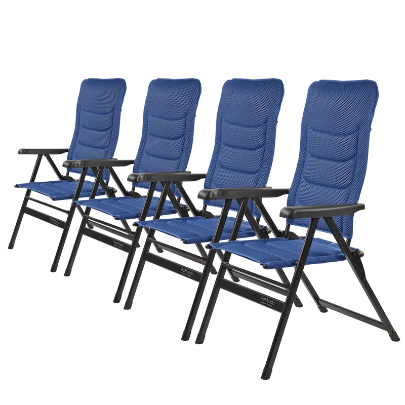 4x Via Mondo Campingstuhl "Grande Azul" 7 fach verstellbar breite Armlehnen kompaktes Packmaß